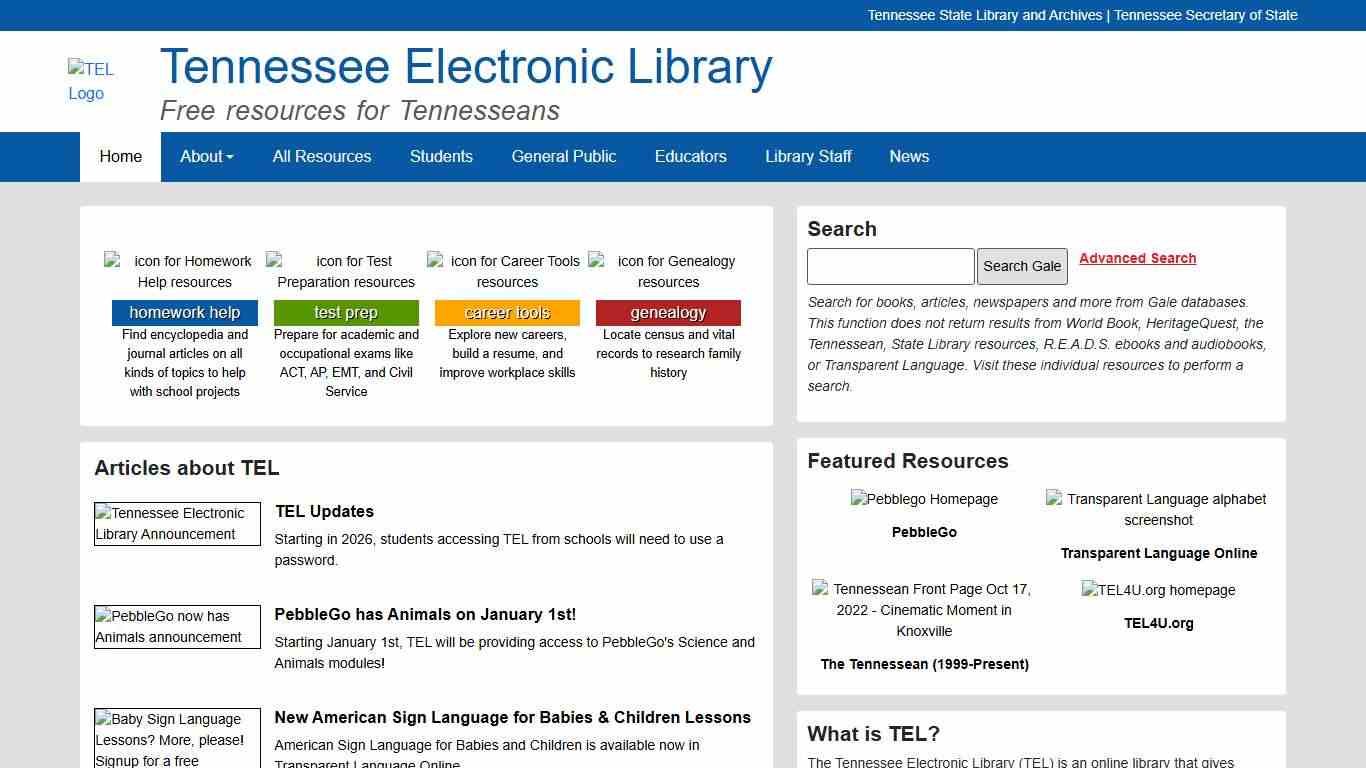 Home Tennessee Electronic Library